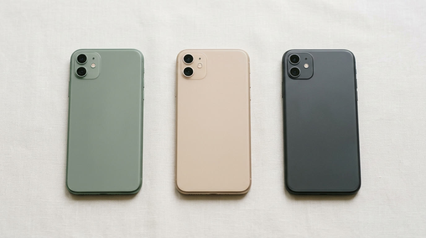 Trois Librone posés côte à côte : vert sauge, sable et graphite