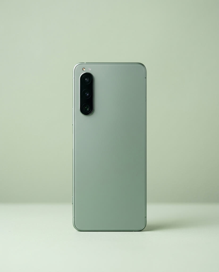 Le Librone en vert sauge, vu de dos, avec son module photo vertical
